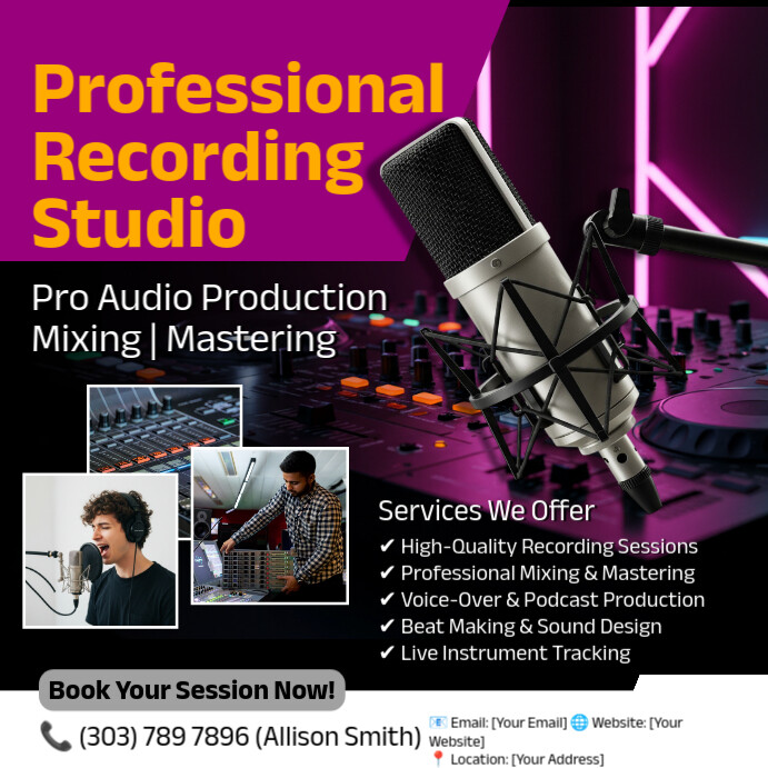 Copy of Collage Recording Studio Instagram Post | PosterMyWall