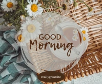 Collage Rustic Good Morning Poster | Daisy Tea Flat Lay | Cozy Nature-inspired Wall Art Medium Recta template