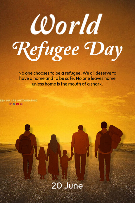 Collage World Refugee Day Poster Plakkaat template