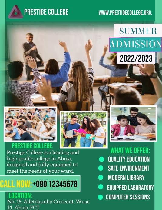 COLLEGE ADMISSION Flyer (US Letter) template