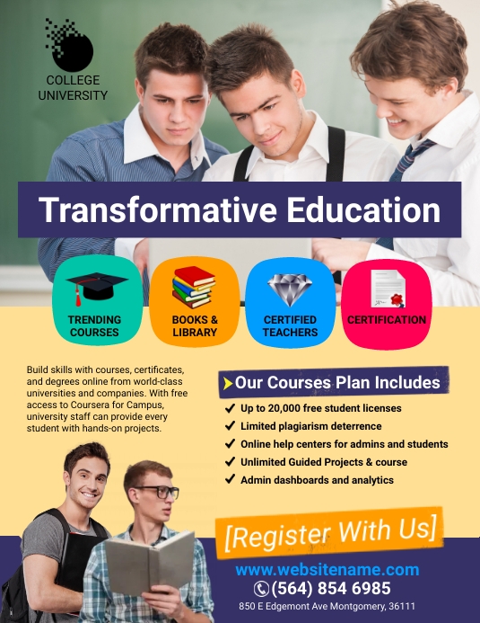 College Education Flyer Volantino (US Letter) template