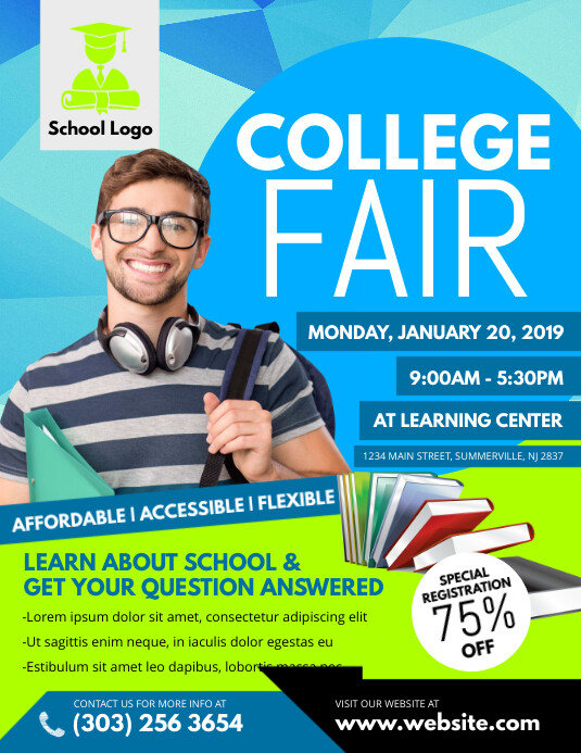 Customize 10 010 College Fair Flyer Templates Postermywall College Fair At Mckimmon Center September, 2022