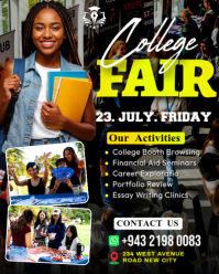 College Fair university campus education academic students expo event invitation poster background f Instagram Portrait template