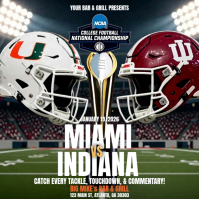 college football championship flyer. Miami vs Indiana Instagram Post template