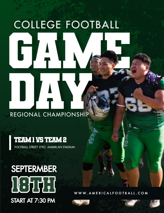 College Football Game Day Poster 传单(美国信函) template
