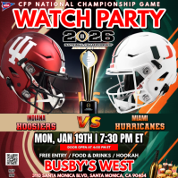 College Football National Championship: Indiana Hoosiers Vs Miami Hurricanes Watch Parties Template Instagram Post