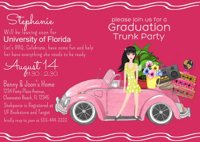 Collage Invation Model College Graduation Trunk Party Invitation Template | PosterMyWall