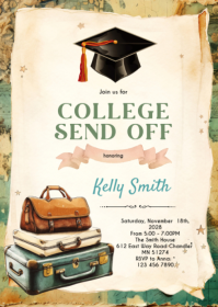 สีเหลือง College Send Off A6 Template
