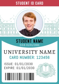 College University Student ID Card Template A4