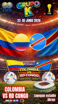 colombia vs RD congo  Football Match Announcement Reel de Instagram Video template