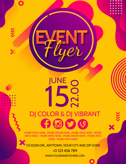 COLOR COLORFUL EVENT PARTY Flyer template Pamflet (Letter AS)