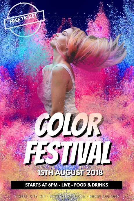 Color Festival Powder PartyEvent Flyer Template | PosterMyWall