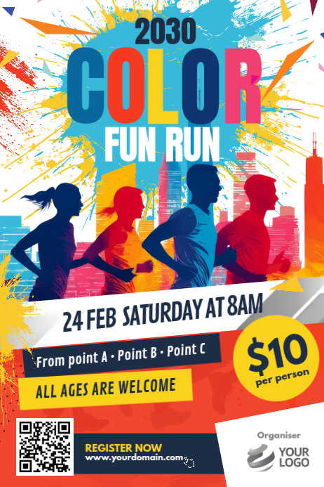 Color Fun Run Flyer Poster Template | PosterMyWall