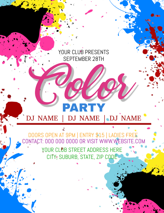 Color Party Event Flyer Template | PosterMyWall