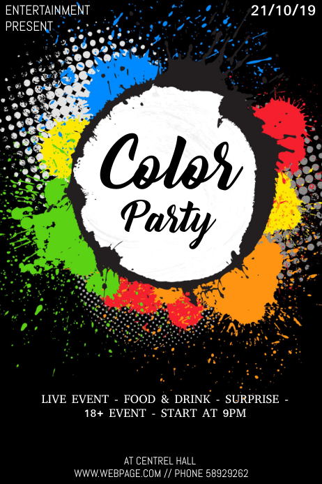 Color Party event flyer template | PosterMyWall