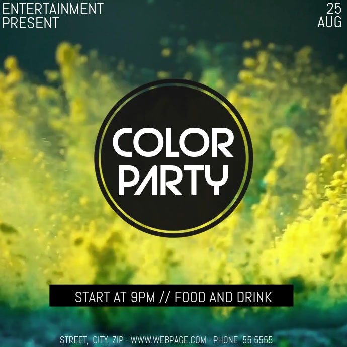 Color party event video flyer template | PosterMyWall