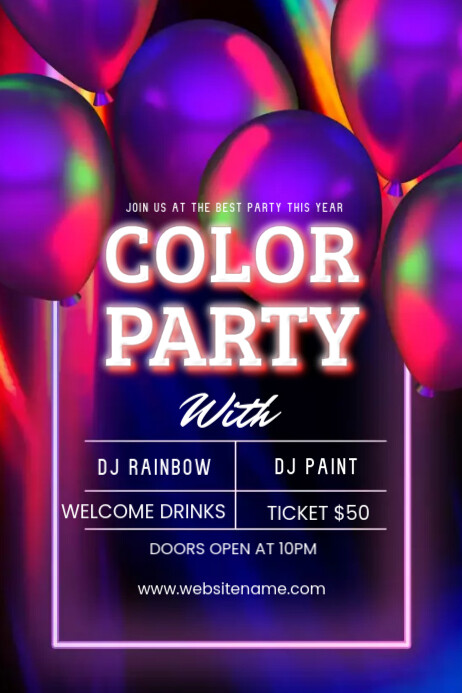 Color Party Template | PosterMyWall