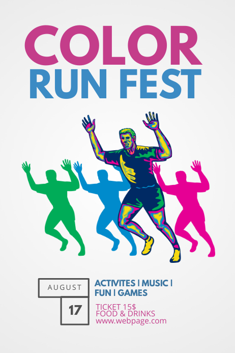 Color Run Fest Flyer Template โปสเตอร์