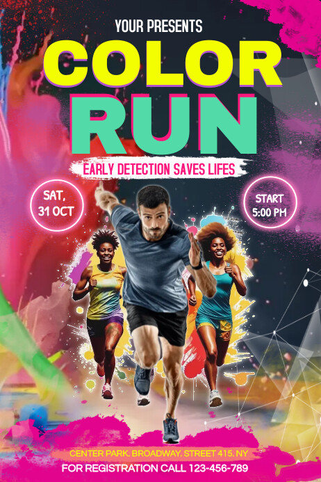Plantilla de Color Run Flyer | PosterMyWall