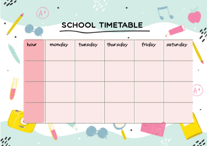Copy of Colored Illustrations School TimeTable | PosterMyWall