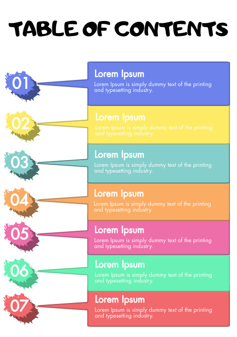 Colored Table of Content Template | PosterMyWall