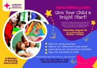 Colorful &  Joyful Preschool Open Enrollment Postcard template