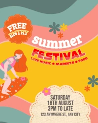 Colorful and Bright Illustrated Retro Music Festival Event Instagram Post template