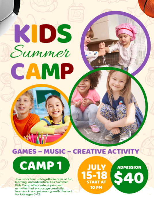 Yellow Kids Summer Camp Flyers Template | PosterMyWall