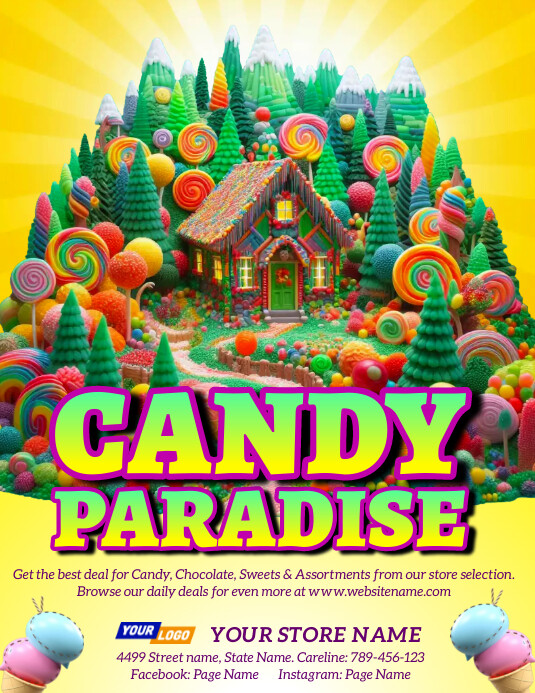 Colorful Candy Store Ad Flyer Template | PosterMyWall