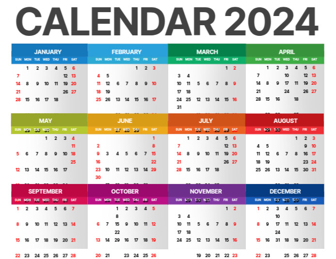 Colorful Desk Calendar 2024 ใบปลิว (US Letter) template