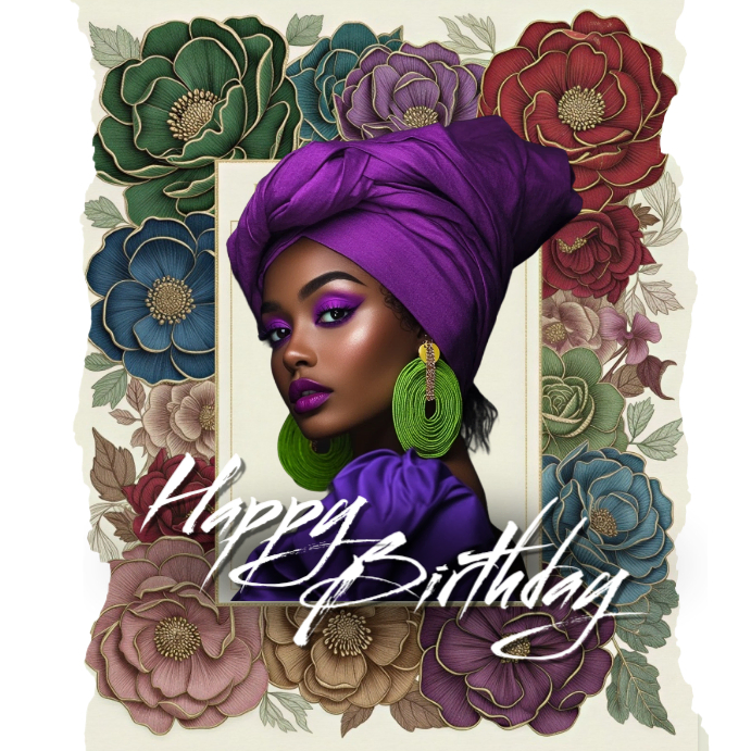 Colorful Floral Happy Birthday Greeting Instagram Post Template ...