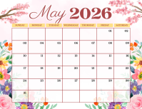 Colorful Floral Monthly Calendar Flyer Folder (US Letter) template