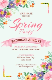 Colorful Floral Spring Festival Invitation Half Page Wide template