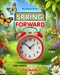 Colorful Floral Spring Forward Flyer  Instagram Portrait template