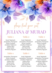 Colorful Floral Wedding Seating Chart A1 template