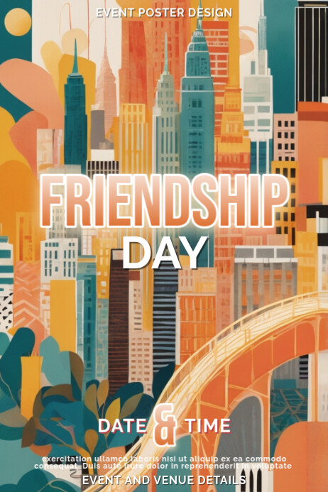 Colorful Friendship Day NYC Maximalist Abstract Poster Template Design Plakkaat