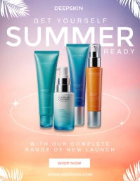 Colorful gradient summer skincare product Pamflet (Letter AS) template
