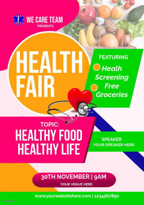 Colorful Health Fair Flyer emplate, Health A5 template