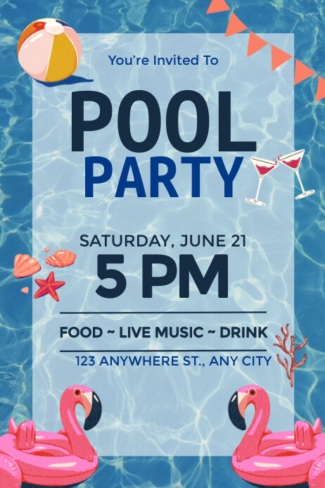Copy of Colorful Illustrated Pool Party Poster | PosterMyWall