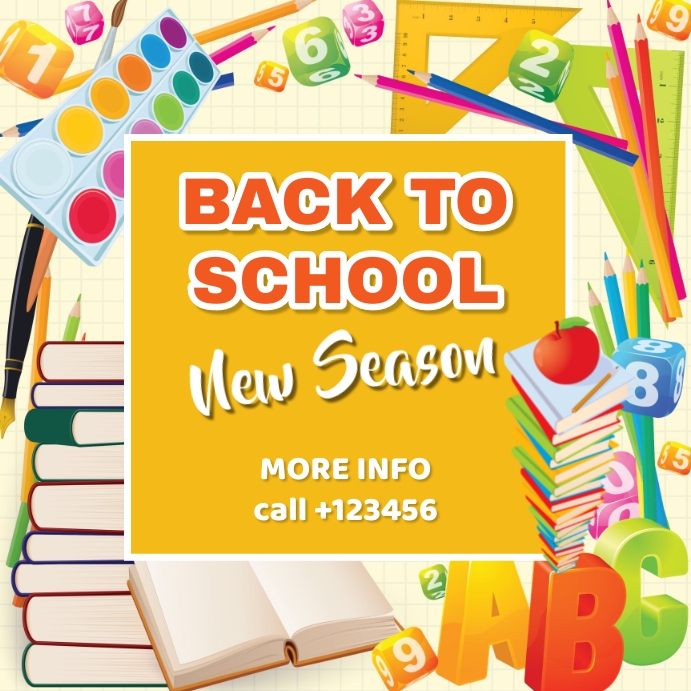 Colorful Illustrative Back To School Post Template PosterMyWall