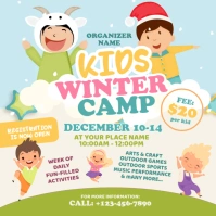 Colorful Illustrative Kids Winter Camp Instagram Post template