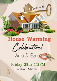 Colorful Joyful House Warming Party Invitatio A5 template