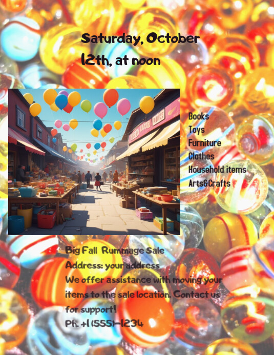 Colorful joyful Rummage sale flyer Template | PosterMyWall