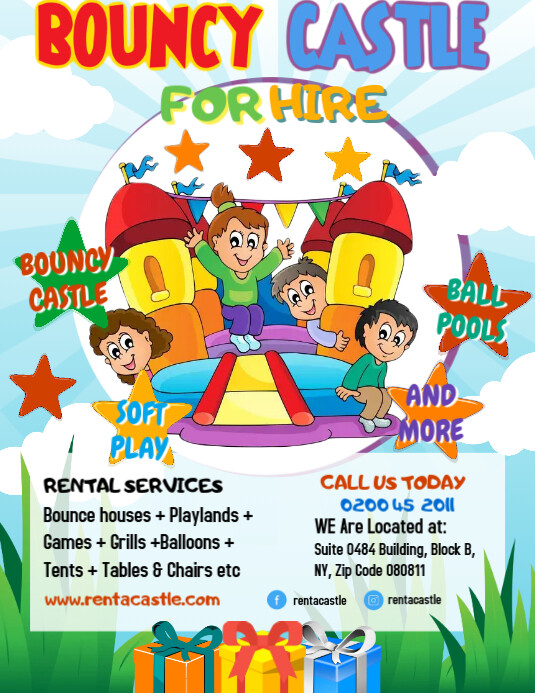 Colorful Kids Bouncy Castle Event Flyer Templ Template PosterMyWall