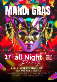 Colorful Mardi Gras Party template A5