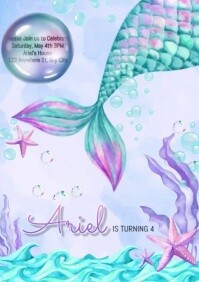 Oblique Unique® Set di 6 biglietti di invito a sirena, per feste di compleanno dei bambini Oblique Unique® Set di 6 biglietti di invito a sirena, per feste di compleanno dei bambini
