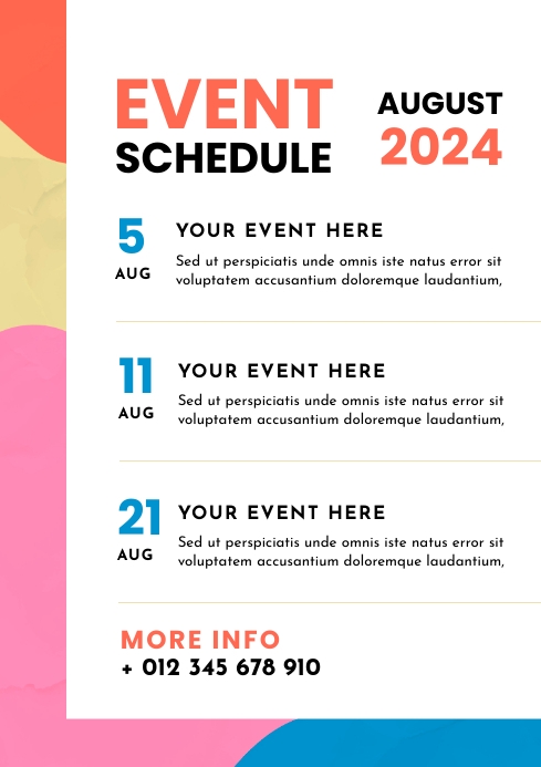 Simple Event Calendar Colorful Minimalist Event Schedule Template | PosterMyWall
