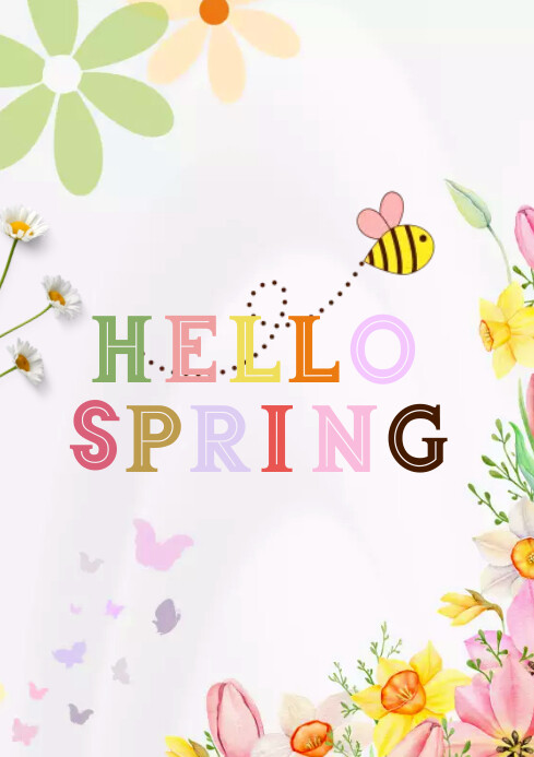 Copy of Colorful Minimalist Hello Spring Flyer | PosterMyWall