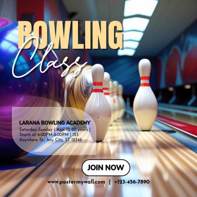 Colorful Modern & Minimal Bowling Class Pos Instagram template