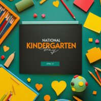 Turquoise National Kindergarten Day โพสต์บน Instagram Template